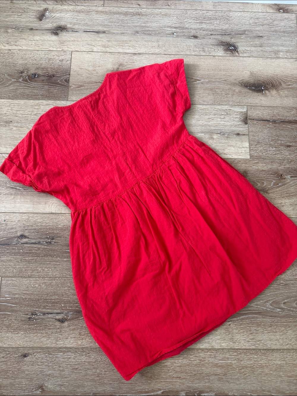 entro Vibrant Red V-Neck Babydoll Mini Dress - Picture 6 of 6